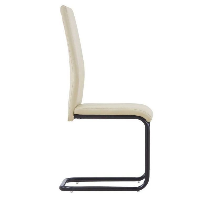 Chaise simili cuir beige et pieds métal noir Adma - Lot de 4 - Photo n°3