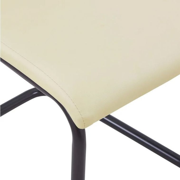 Chaise simili cuir beige et pieds métal noir Adma - Lot de 4 - Photo n°5
