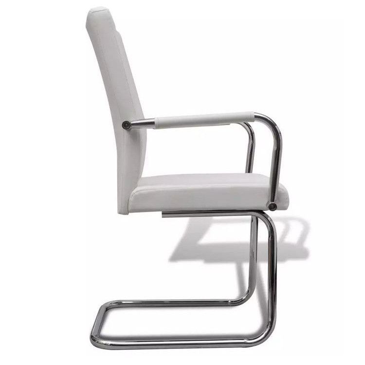 Chaise simili cuir blanc et métal chromé Bea - Lot de 2 - Photo n°2