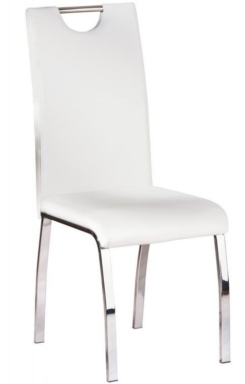 Chaise simili cuir blanc et pieds métal chromé Lust - Lot de 2 - Photo n°2