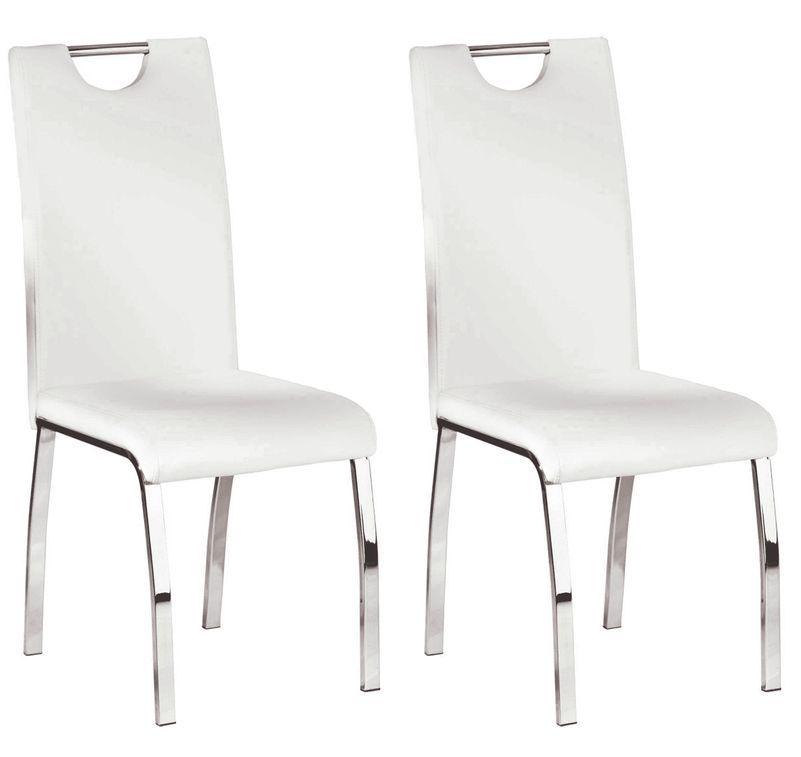Chaise simili cuir blanc et pieds métal chromé Lust - Lot de 2 - Photo n°1