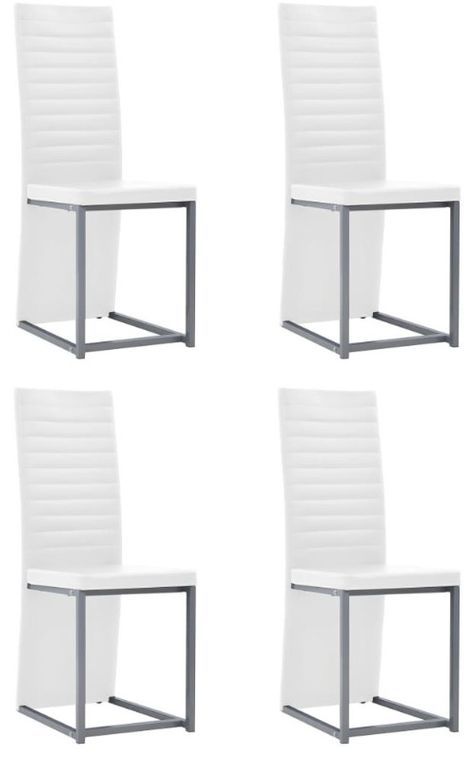 Chaise simili cuir blanc et pieds métal gris Lim - Lot de 4 - Photo n°2