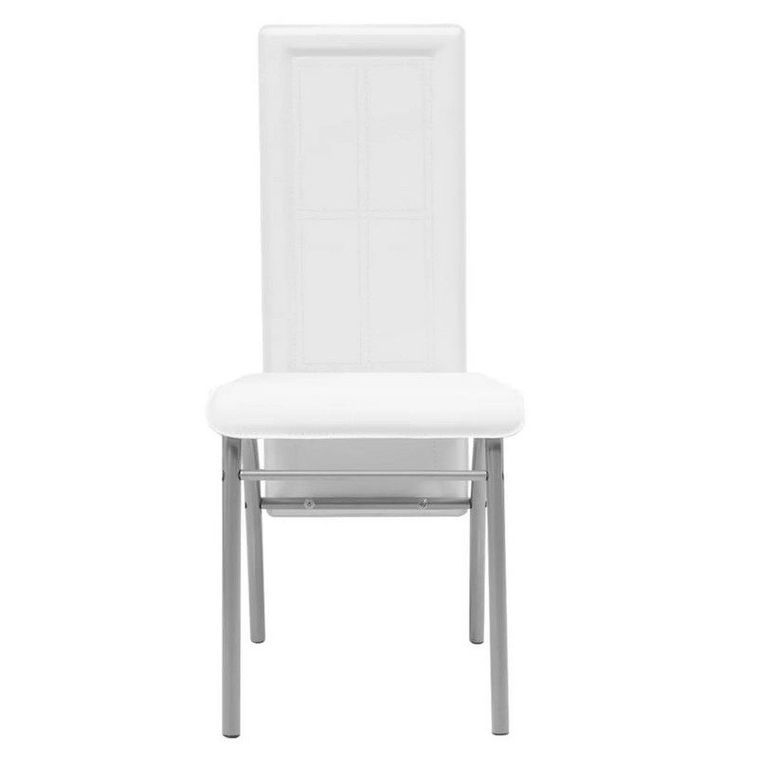 Chaise simili cuir blanc et pieds métal gris Pouci - Lot de 4 - Photo n°2