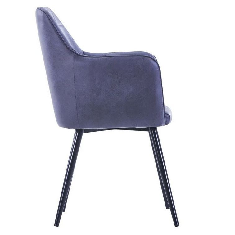 Chaise simili cuir daim bleu et pieds métal Ilash - Lot de 2 - Photo n°4