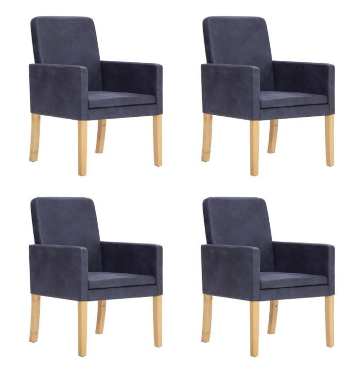 Chaise simili cuir gris et bois clair Creamy - Lot de 4 - Photo n°2