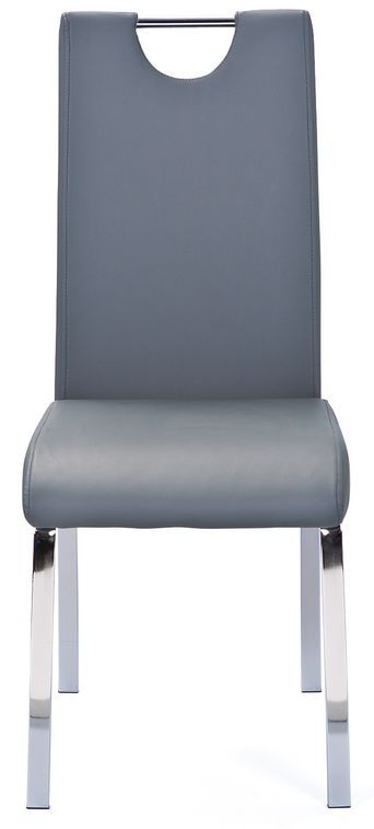 Chaise simili cuir gris et pieds métal chromé Lust - Lot de 2 - Photo n°3