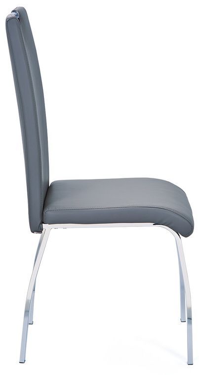 Chaise simili cuir gris et pieds métal chromé Lust - Lot de 2 - Photo n°4