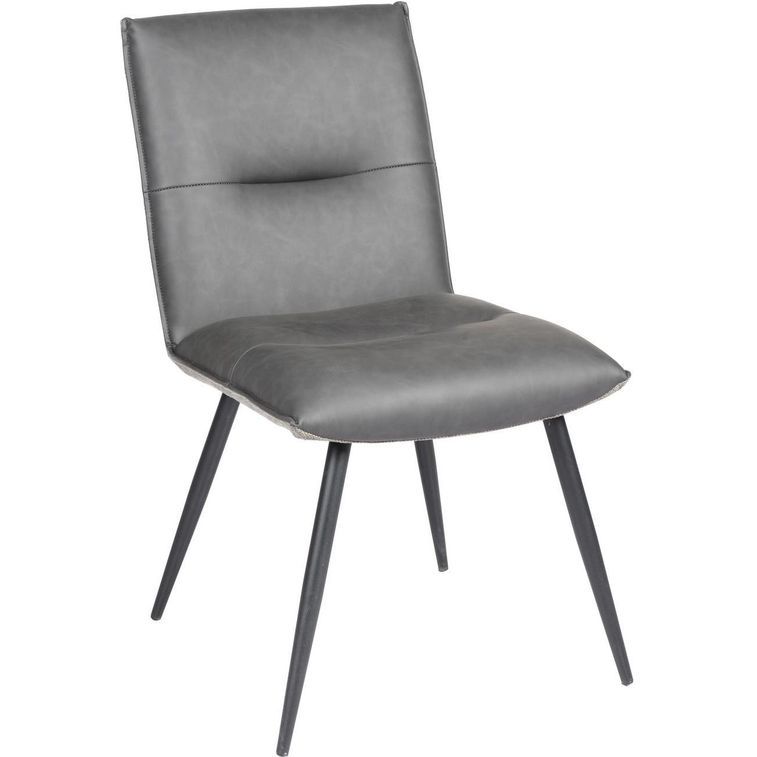 Chaise simili cuir gris et pieds métal Kidia - Lot de 2 - Photo n°1
