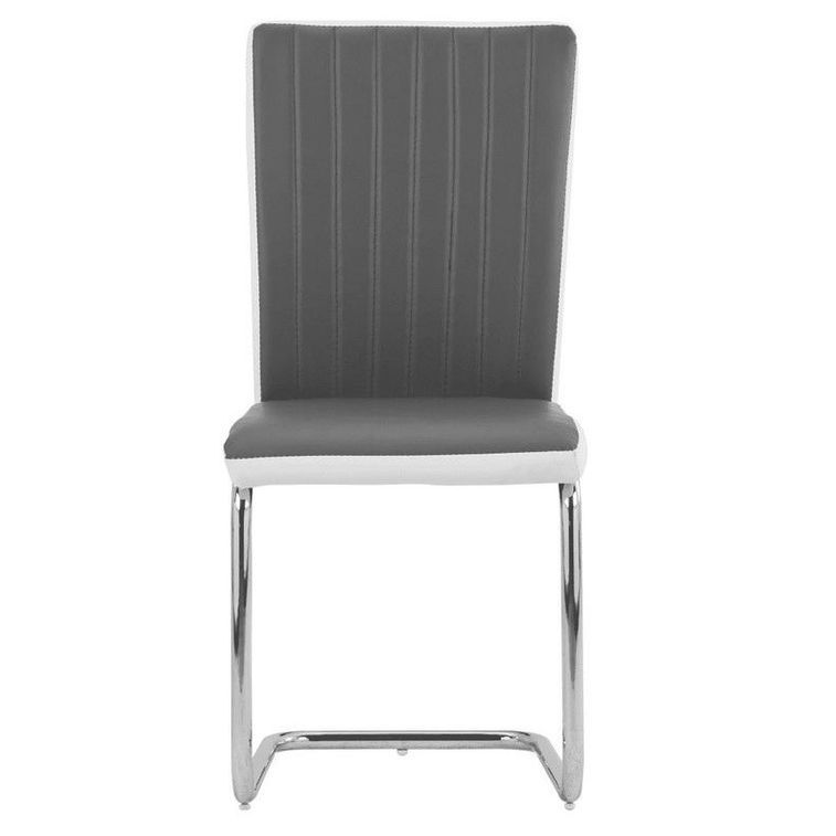 Chaise simili cuir gris et pieds métal Nitra - Lot de 4 - Photo n°2