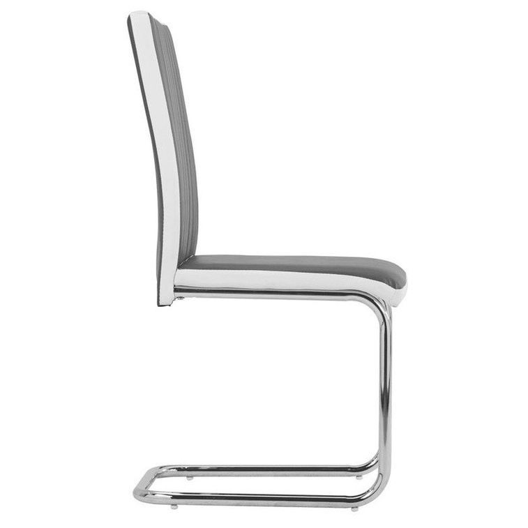 Chaise simili cuir gris et pieds métal Nitra - Lot de 4 - Photo n°3