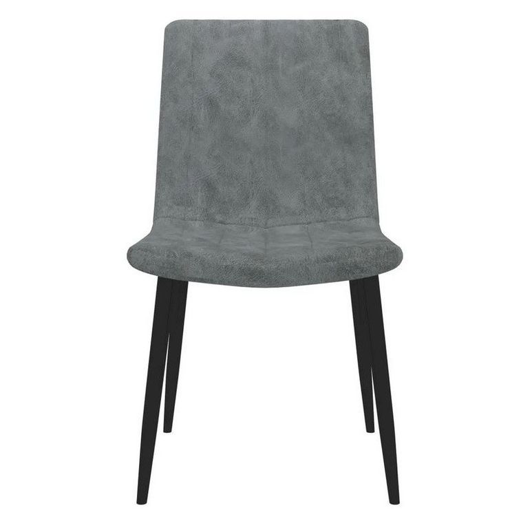 Chaise simili cuir gris et pieds métal noir Tojo - Lot de 2 - Photo n°2