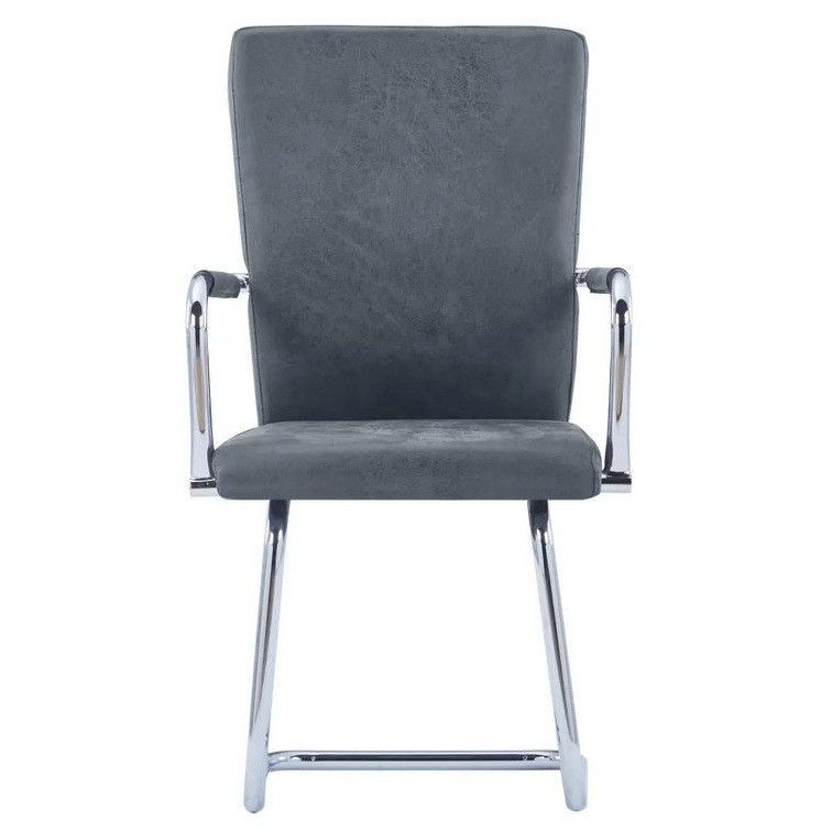 Chaise simili cuir gris suède et métal chromé Bea - Lot de 2 - Photo n°2