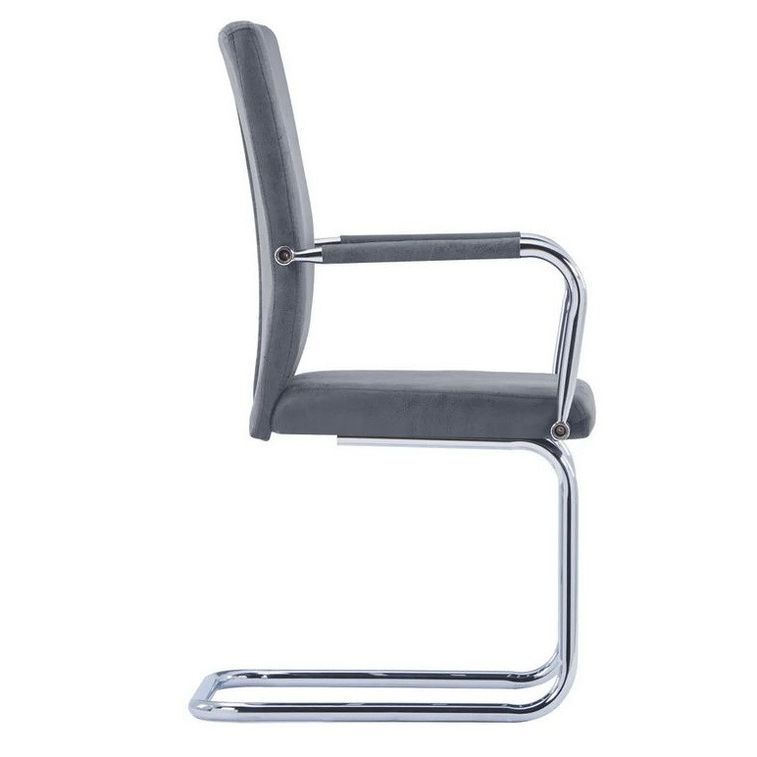 Chaise simili cuir gris suède et métal chromé Bea - Lot de 2 - Photo n°3
