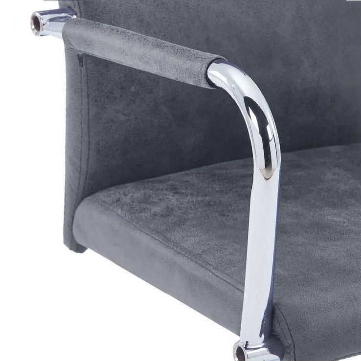 Chaise simili cuir gris suède et métal chromé Bea - Lot de 2 - Photo n°5