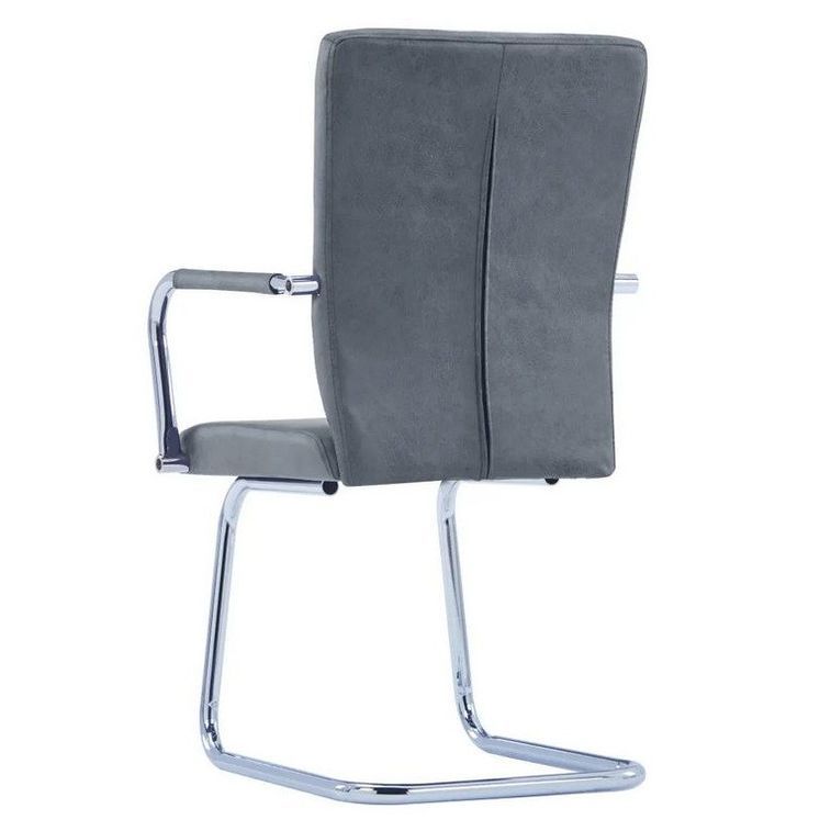 Chaise simili cuir gris suède et métal chromé Bea - Lot de 4 - Photo n°4