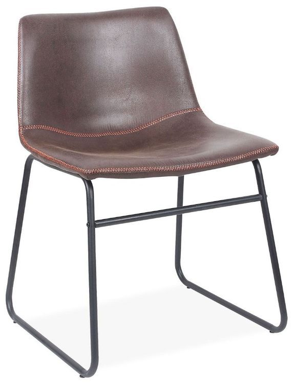 Chaise simili cuir marron café et pieds métal noir Famou - Photo n°1