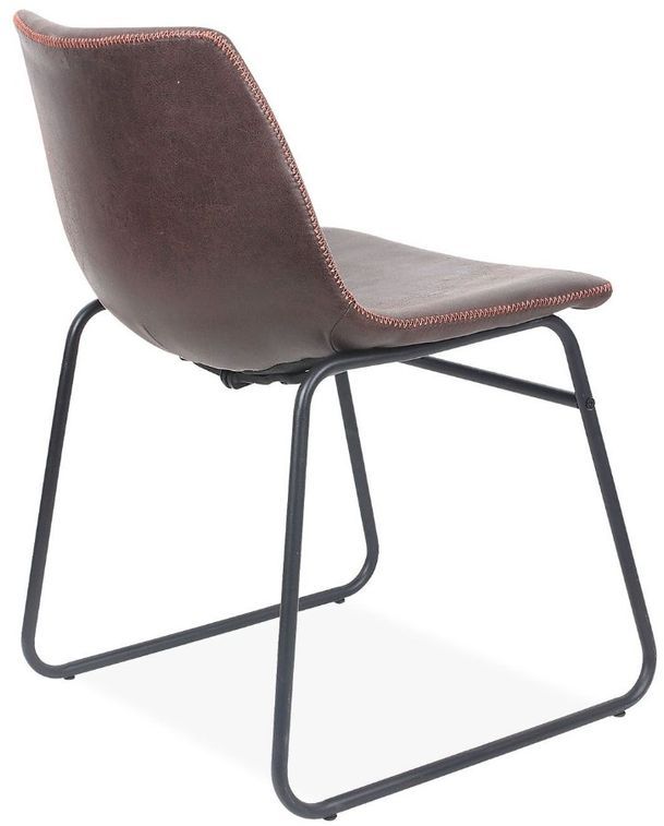 Chaise simili cuir marron café et pieds métal noir Famou - Photo n°2