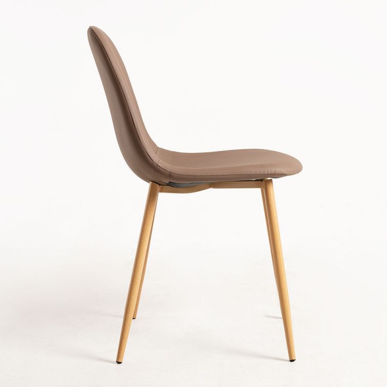 Chaise simili cuir marron clair et pieds métal effet bois naturel Kuza - Lot de 2 - Photo n°2