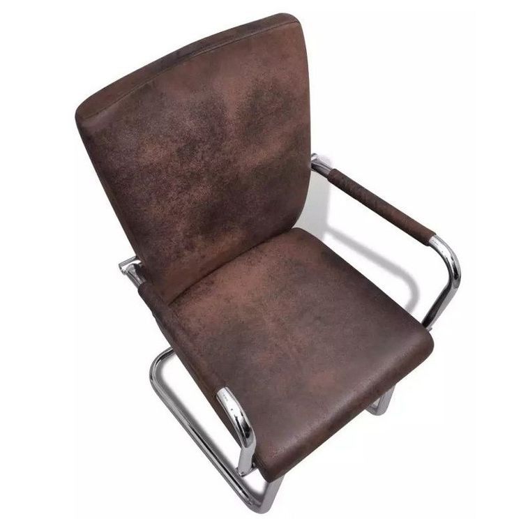 Chaise simili cuir marron et métal chromé Bea - Lot de 2 - Photo n°2