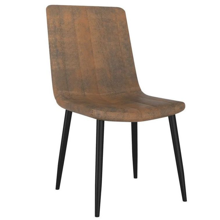 Chaise simili cuir marron et métal noir Tojo - Lot de 4 - Photo n°1