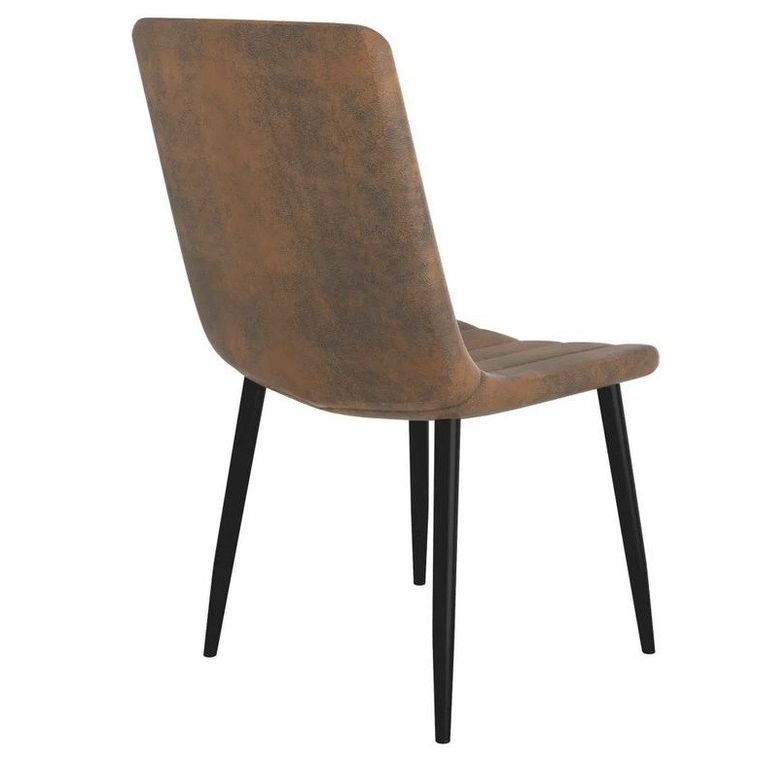 Chaise simili cuir marron et métal noir Tojo - Lot de 4 - Photo n°5