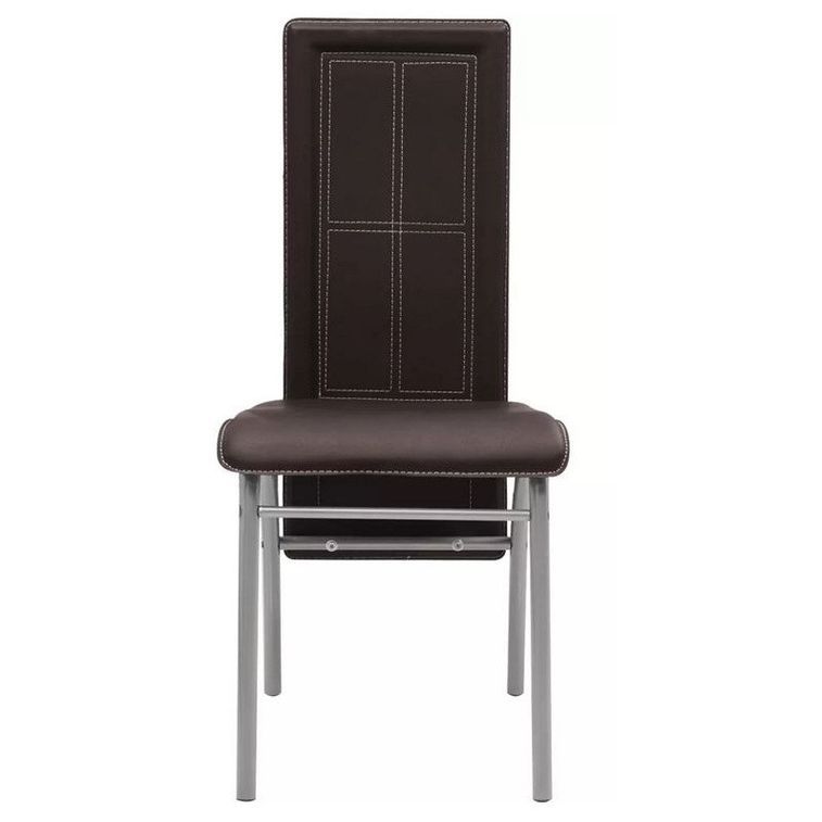 Chaise simili cuir marron et pieds métal gris Pouci - Lot de 4 - Photo n°2