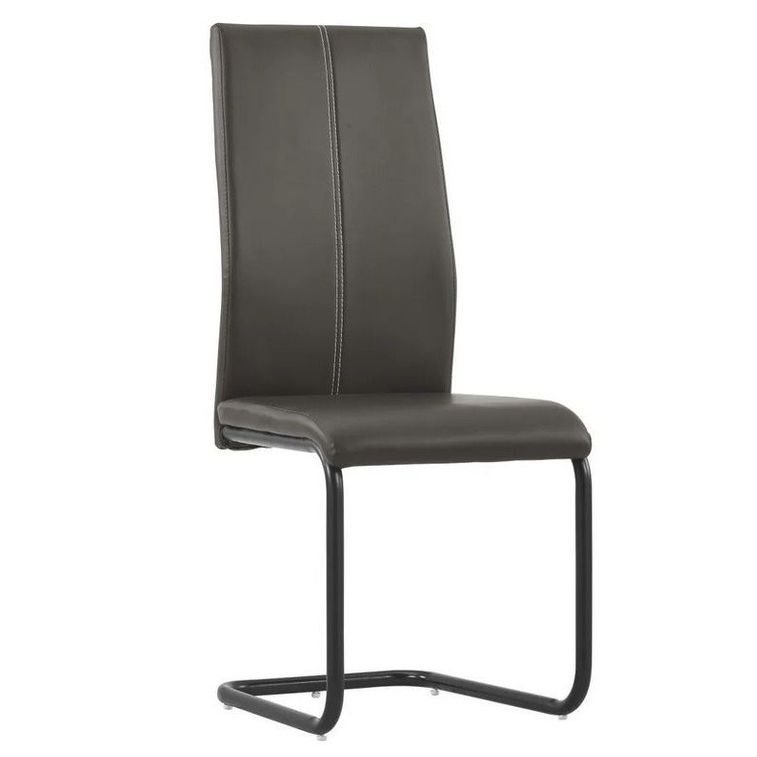 Chaise simili cuir marron et pieds métal noir Adma - Lot de 2 - Photo n°1