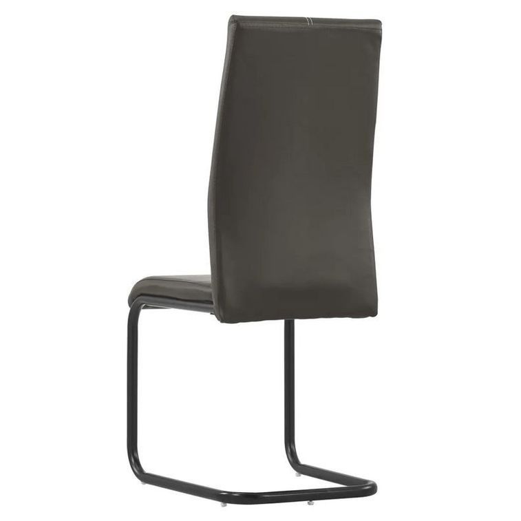Chaise simili cuir marron et pieds métal noir Adma - Lot de 2 - Photo n°4