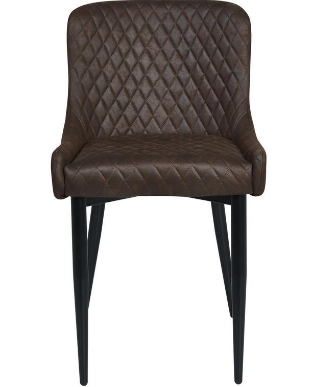 Chaise simili cuir marron et pieds métal noir Oriel - Lot de 2 - Photo n°1
