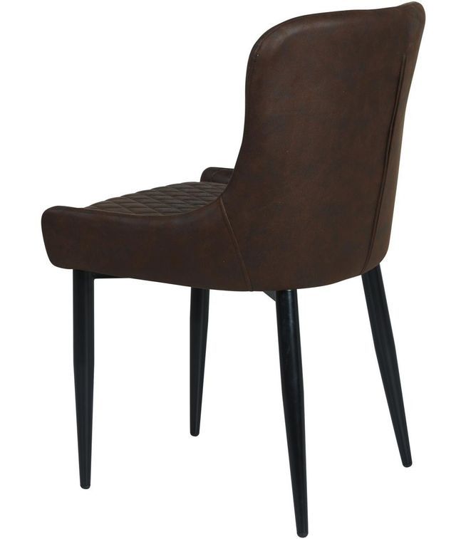Chaise simili cuir marron et pieds métal noir Oriel - Lot de 2 - Photo n°3