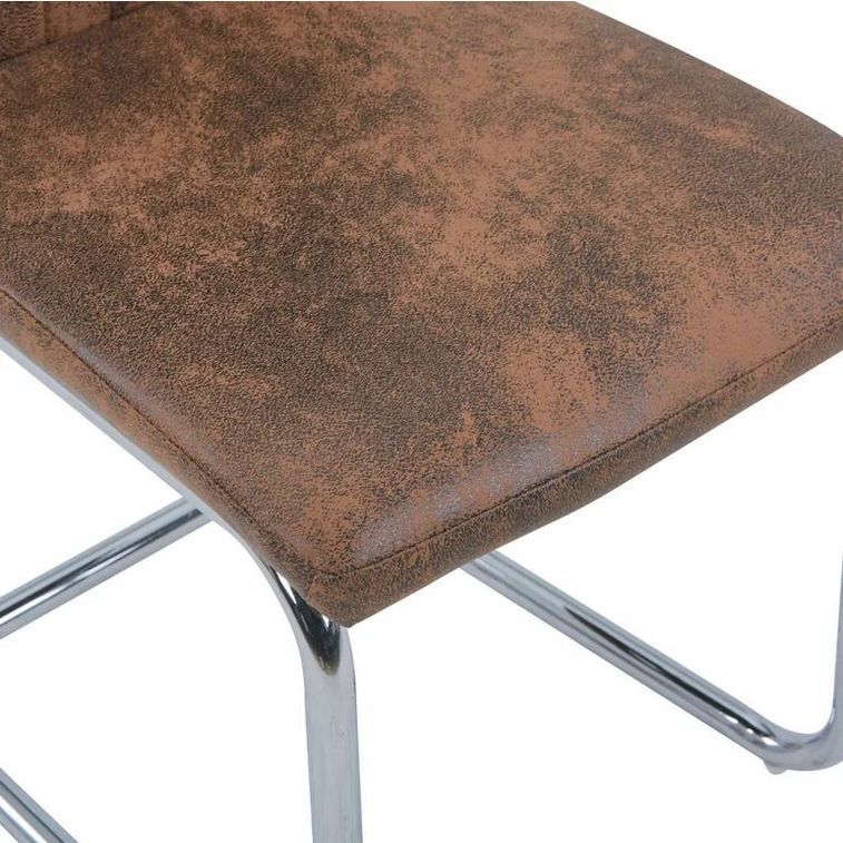 Chaise simili cuir marron suède et pieds métal Nitra - Lot de 4 - Photo n°4