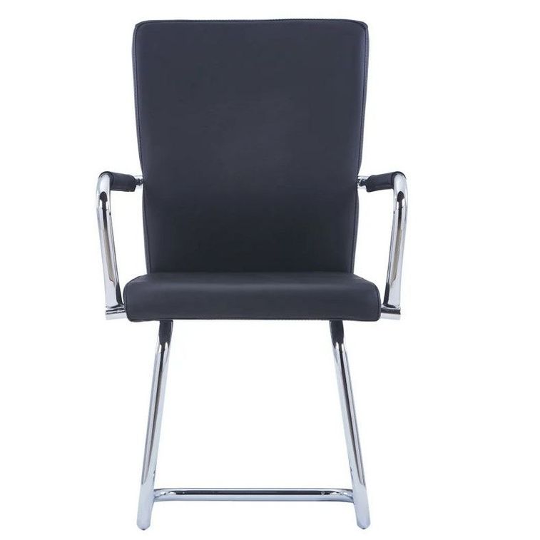 Chaise simili cuir noir et métal chromé Bea - Lot de 2 - Photo n°2