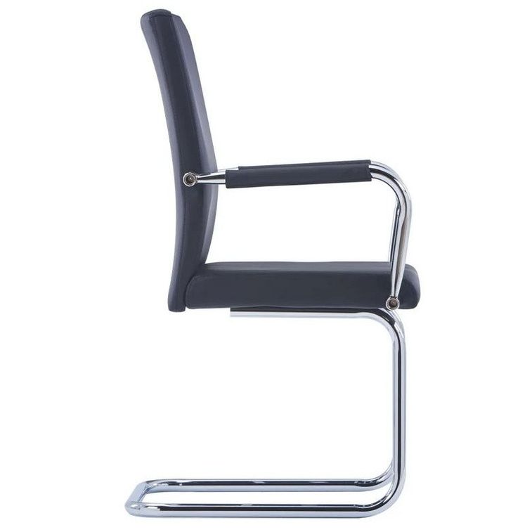 Chaise simili cuir noir et métal chromé Bea - Lot de 2 - Photo n°3