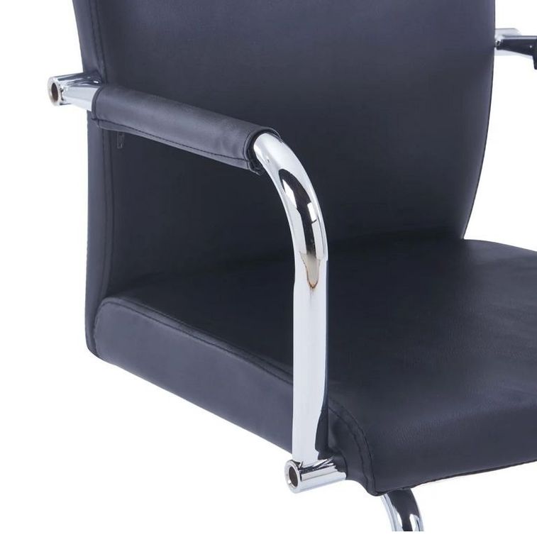 Chaise simili cuir noir et métal chromé Bea - Lot de 2 - Photo n°5