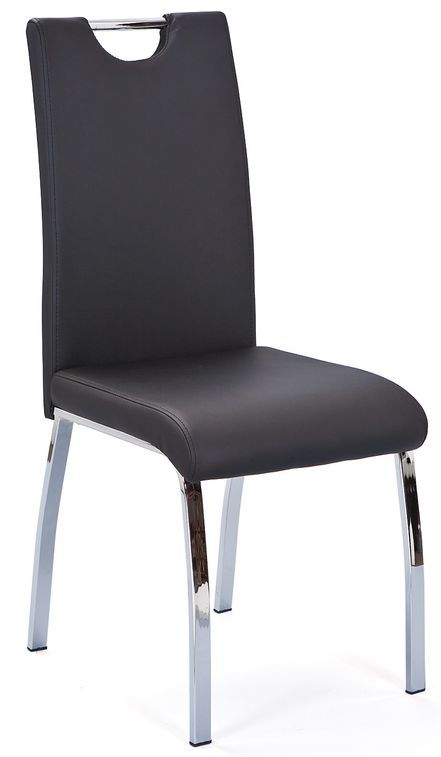 Chaise simili cuir noir et pieds métal chromé Lust - Lot de 2 - Photo n°2