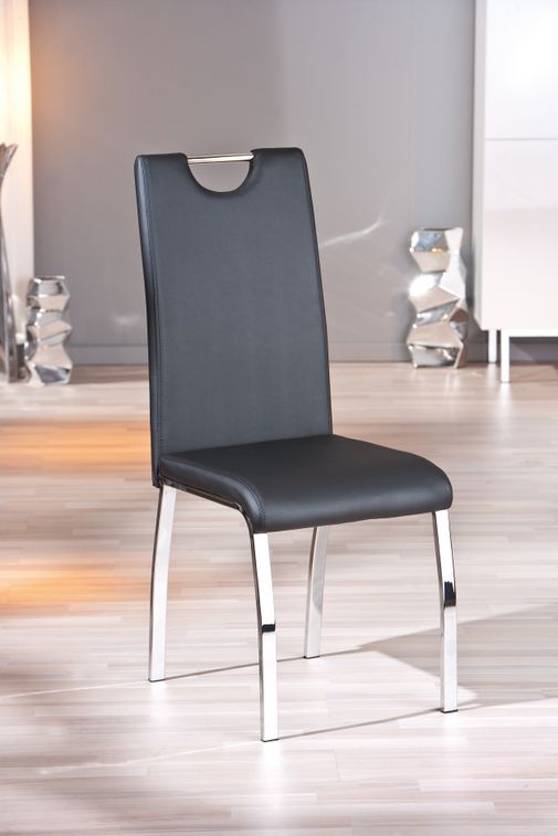 Chaise simili cuir noir et pieds métal chromé Lust - Lot de 2 - Photo n°4