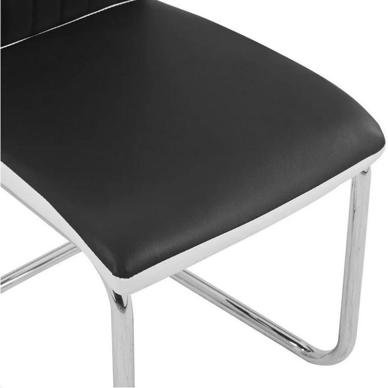 Chaise simili cuir noir et pieds métal Nitra - Lot de 2 - Photo n°6
