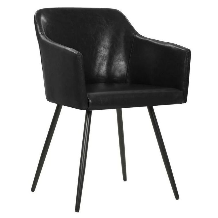 Chaise simili cuir noir et pieds métal noir Sary - Lot de 4 - Photo n°1