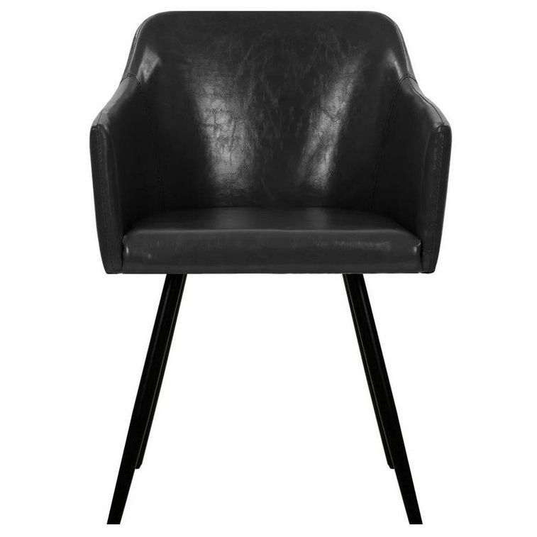 Chaise simili cuir noir et pieds métal noir Sary - Lot de 4 - Photo n°2