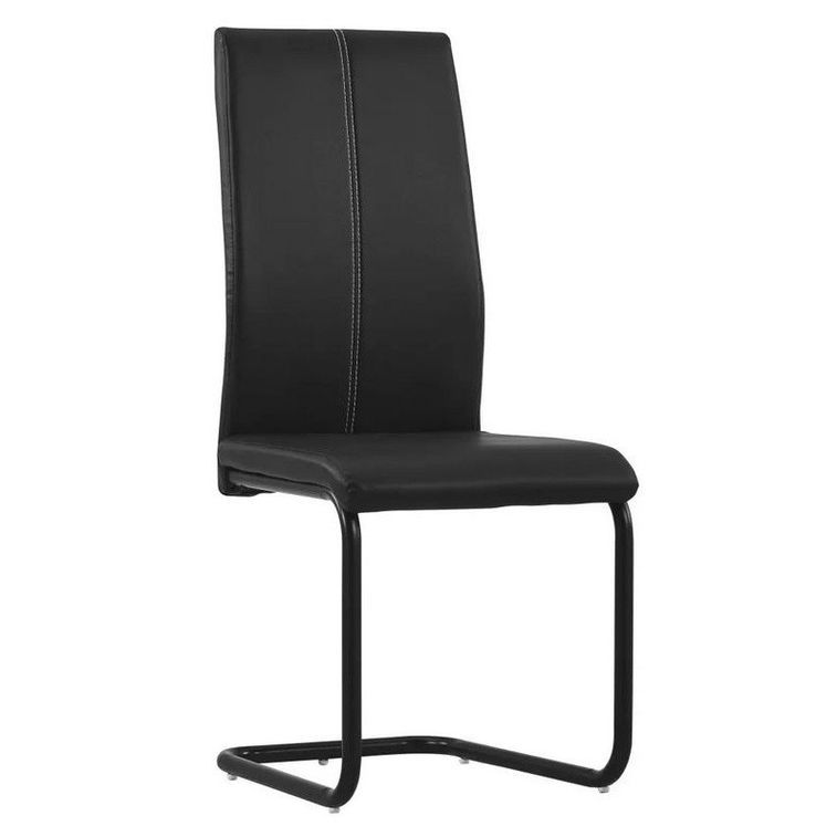 Chaise simili cuir noir et pieds métal noir Adma - Lot de 4 - Photo n°1
