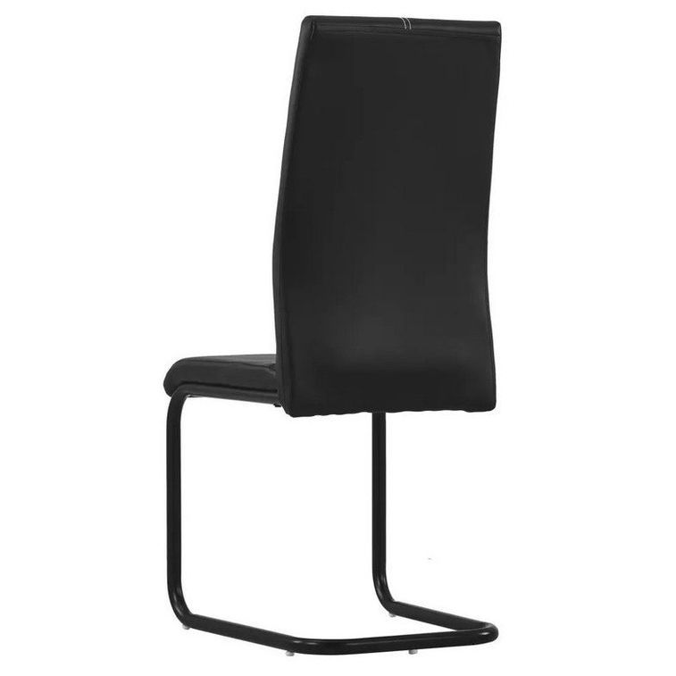 Chaise simili cuir noir et pieds métal noir Adma - Lot de 4 - Photo n°4
