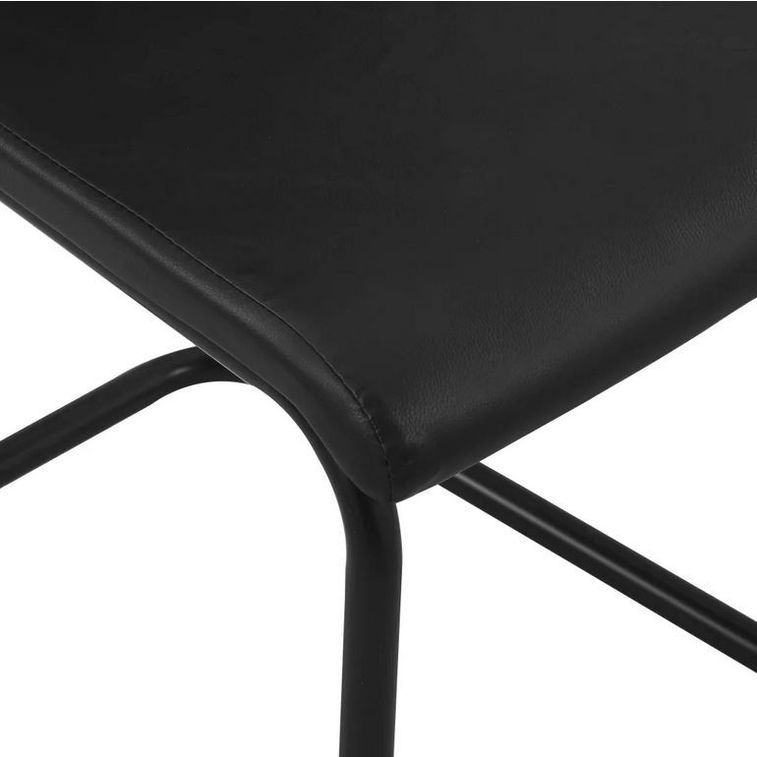Chaise simili cuir noir et pieds métal noir Adma - Lot de 4 - Photo n°5