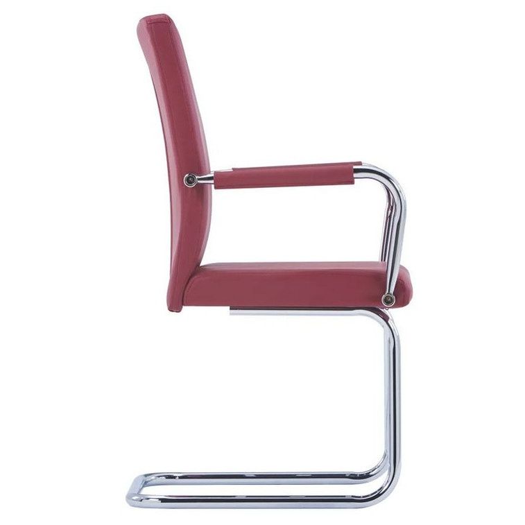 Chaise simili cuir rouge et métal chromé Bea - Lot de 2 - Photo n°3