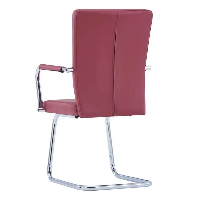 Chaise simili cuir rouge et métal chromé Bea - Lot de 2 - Photo n°4
