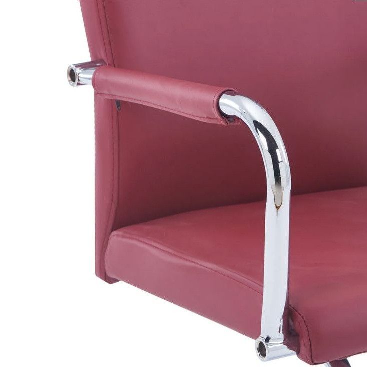 Chaise simili cuir rouge et métal chromé Bea - Lot de 2 - Photo n°5