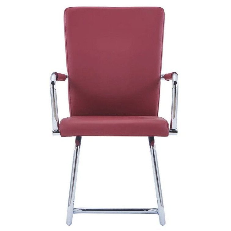 Chaise simili cuir rouge et métal chromé Bea - Lot de 4 - Photo n°2