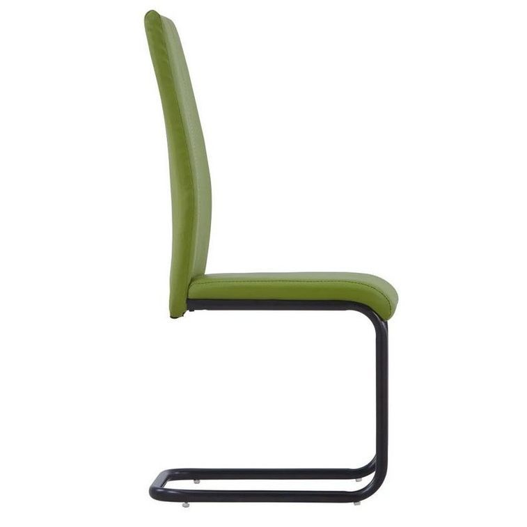 Chaise simili cuir vert et pieds métal noir Adma - Lot de 2 - Photo n°3