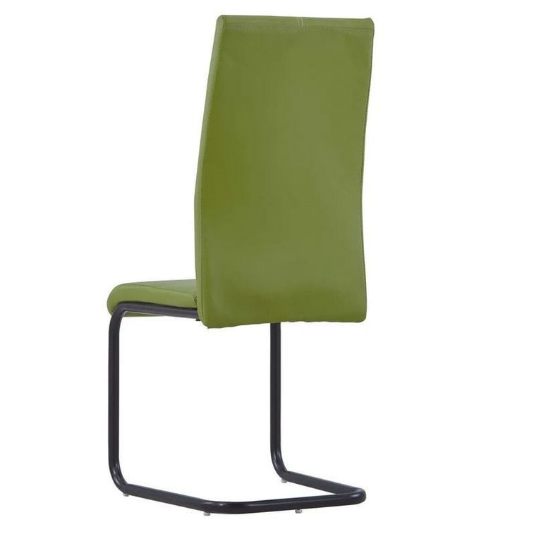 Chaise simili cuir vert et pieds métal noir Adma - Lot de 2 - Photo n°4