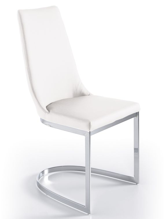 Chaise similicuir blanc et pieds acier inoxydable Akra - lot de 4 - Photo n°1