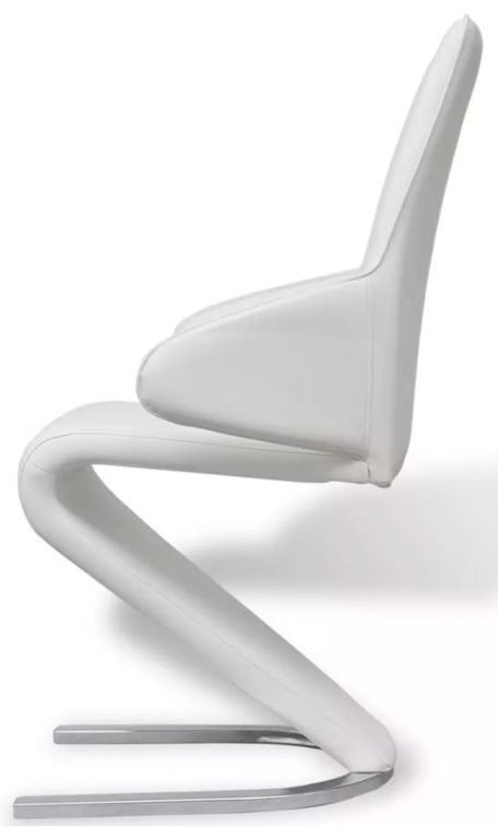 Chaise similicuir blanc et pieds métal Tiffan - Lot de 4 - Photo n°5
